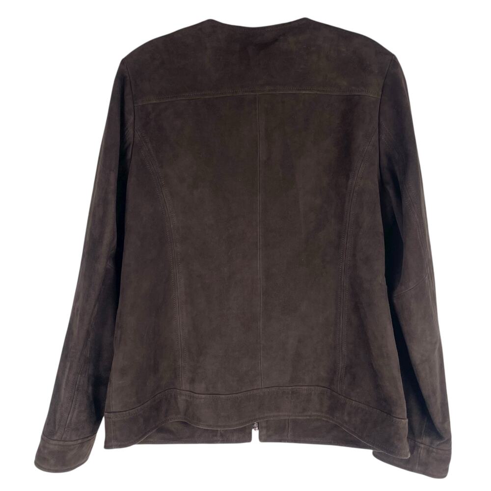 J. Jill Genuine Suede Leather Zip Jacket Walnut Brown Size S - Picture 7 of 11